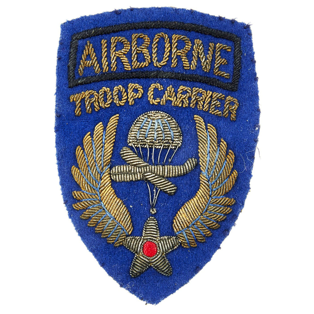 Original U.S. WWII British Made Airborne Troop Carrier Bullion Embroidered Patch Original Items