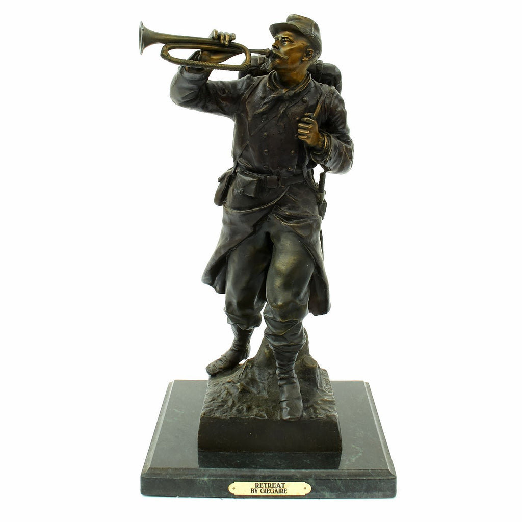 Original 19th Century French Bugler "Retreat" Bronze Sculpture by Giegaire Original Items