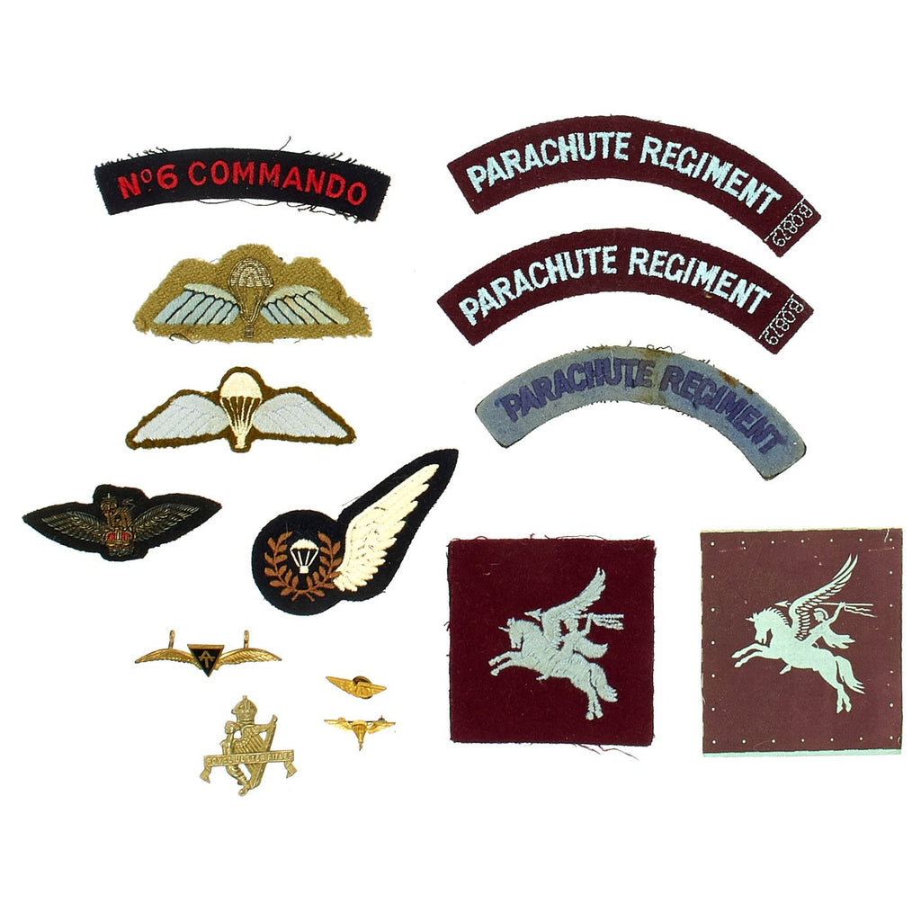Original British WWII Airborne Parachute Regiment Insignia Badge and Pin Set Original Items