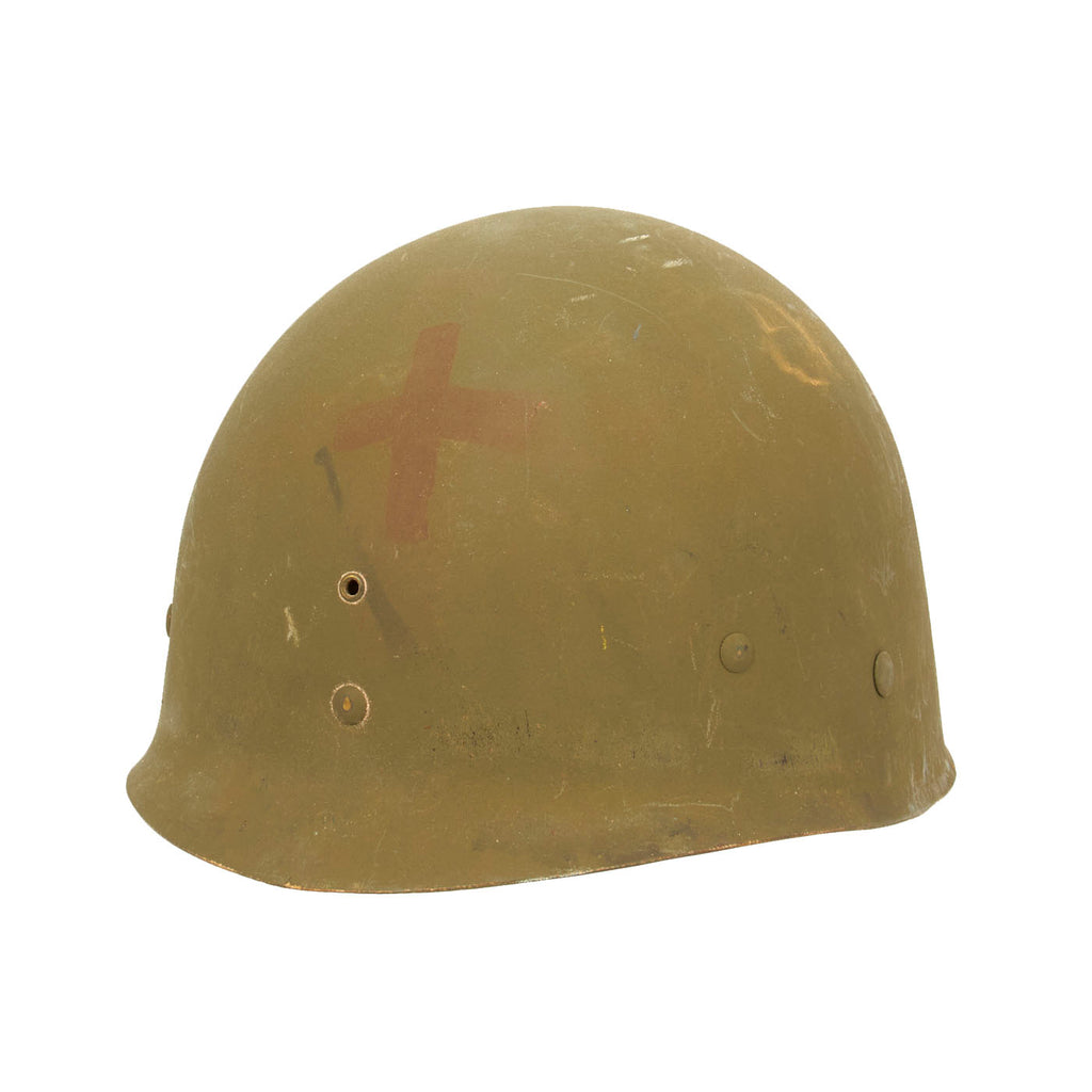 Original U.S. WWII Combat Medic Painted M1 Helmet Liner by Firestone Original Items