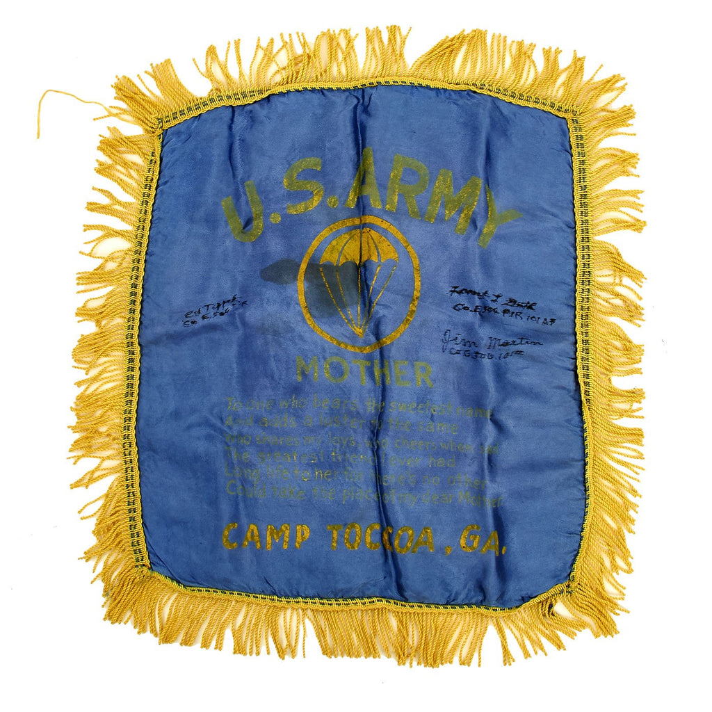 Original U.S. WWII 506th Parachute Infantry Regiment Band of Brother Camp Toccoa Signed Pillow Sham Original Items