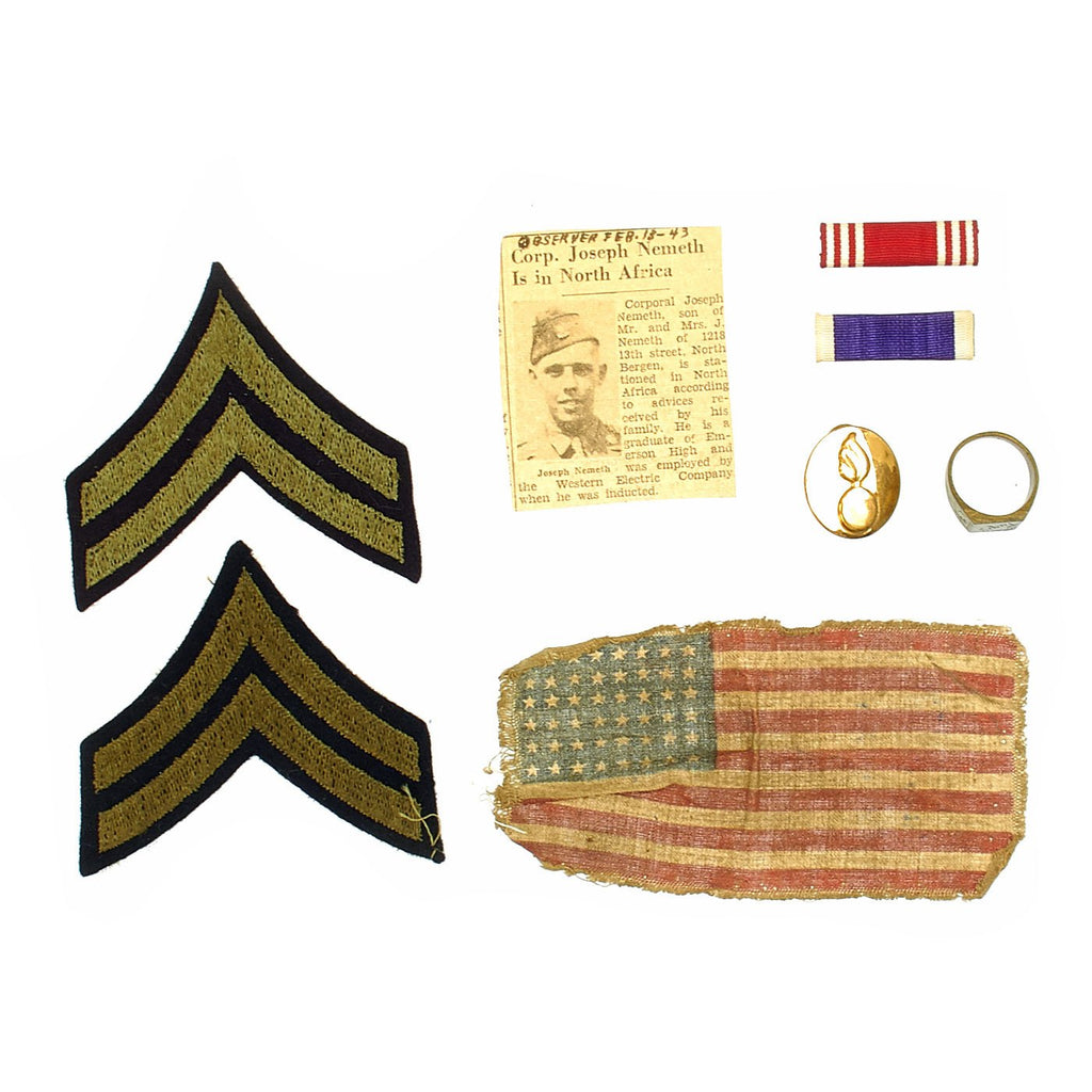 Original U.S. WWII Operation Torch Identified American Flag Invasion Patch Grouping Original Items