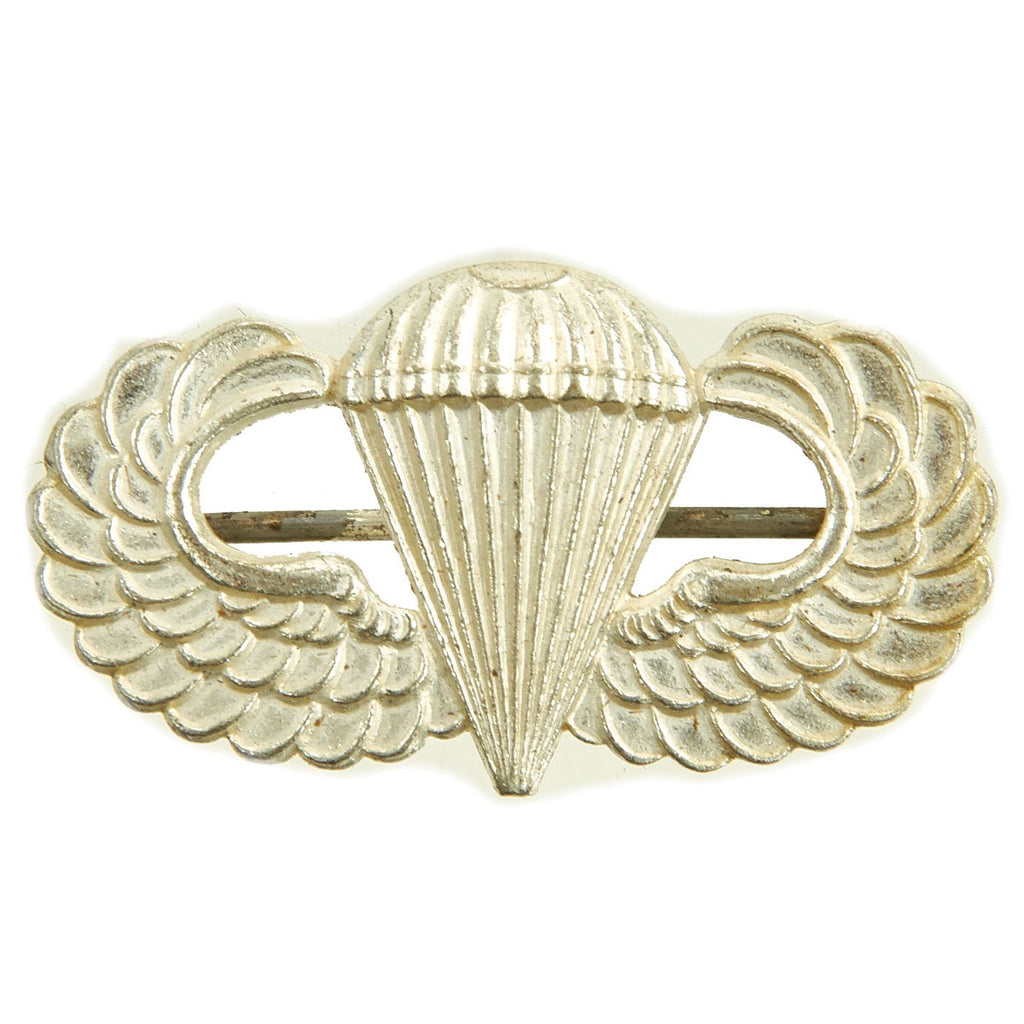 Original U.S. WWII Airborne British Made Unmarked Jump Wings - Pin Back Parachutist Badge Original Items