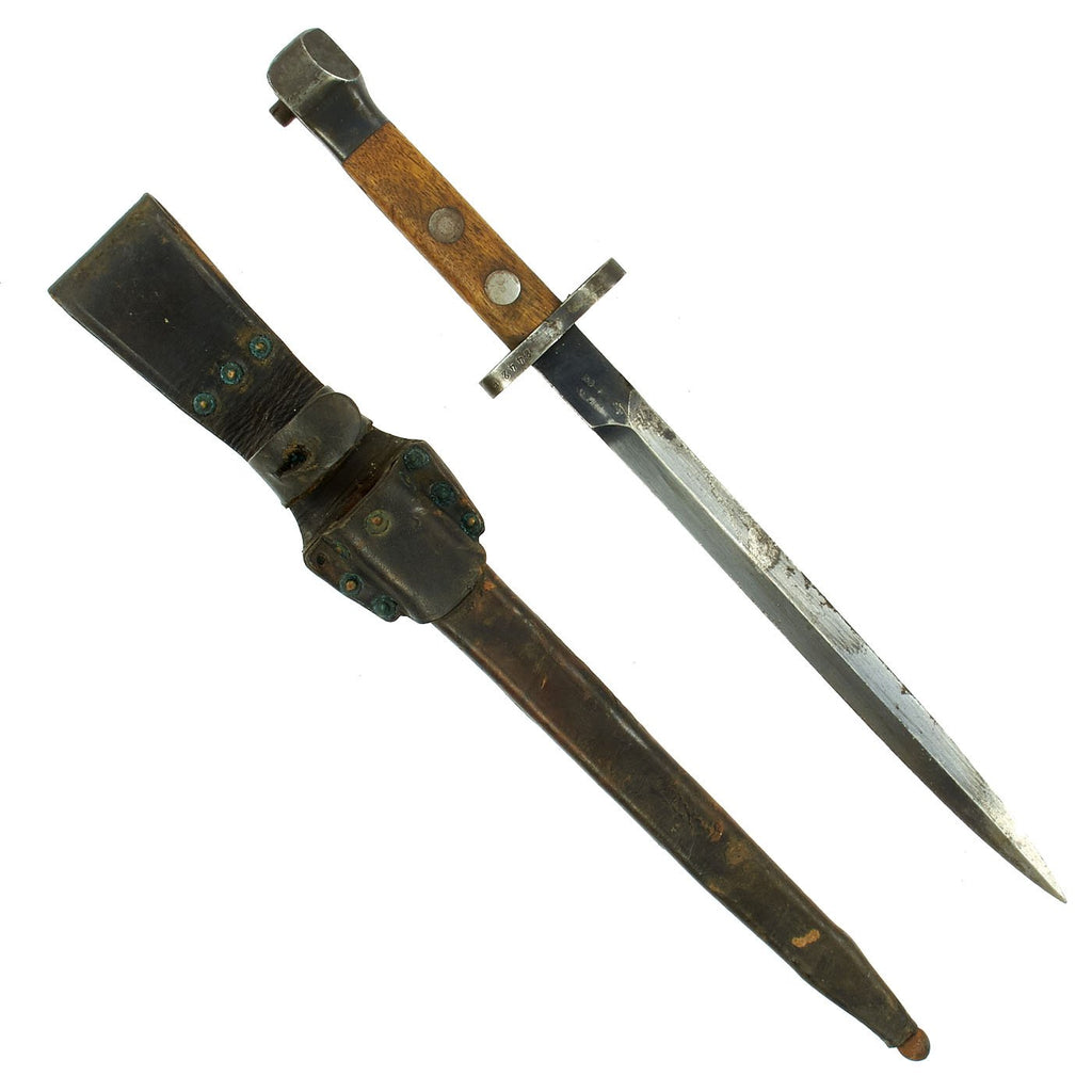 Original Dutch WWI M1895 Mannlicher Carbine No.1 New Model Dagger Bayonet with Scabbard Original Items