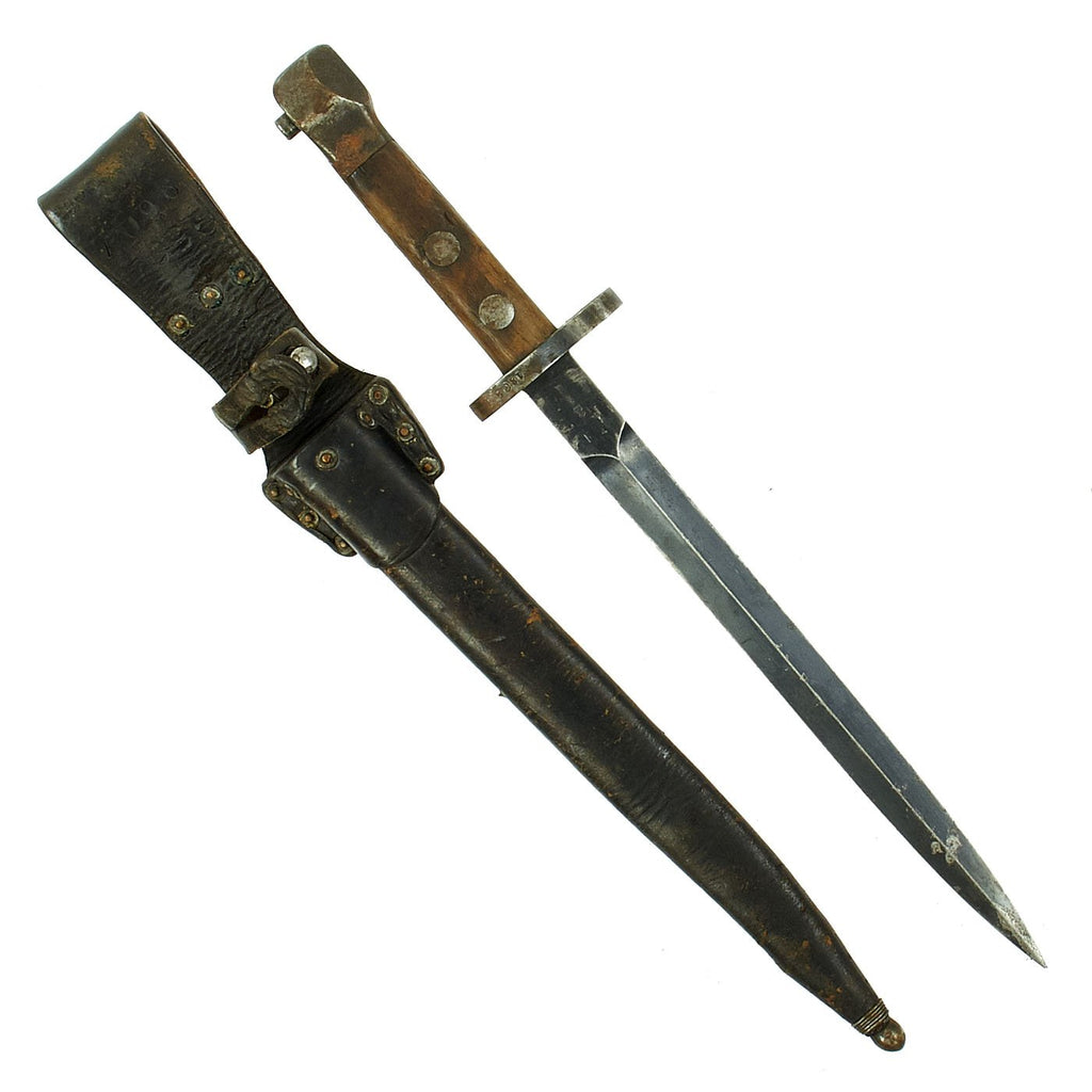 Original Dutch WWI M1895 Mannlicher Carbine No.1 New Model Dagger Bayonet with Scabbard Original Items