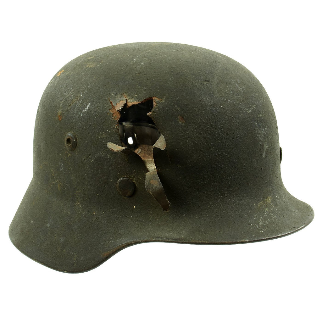 Tweede Wereldoorlog Duitse M35 stalen helm, lederen voering helm, Groen Tweede Wereldoorlog Duitse M35 stalen helm, lederen voering helm, Groen
