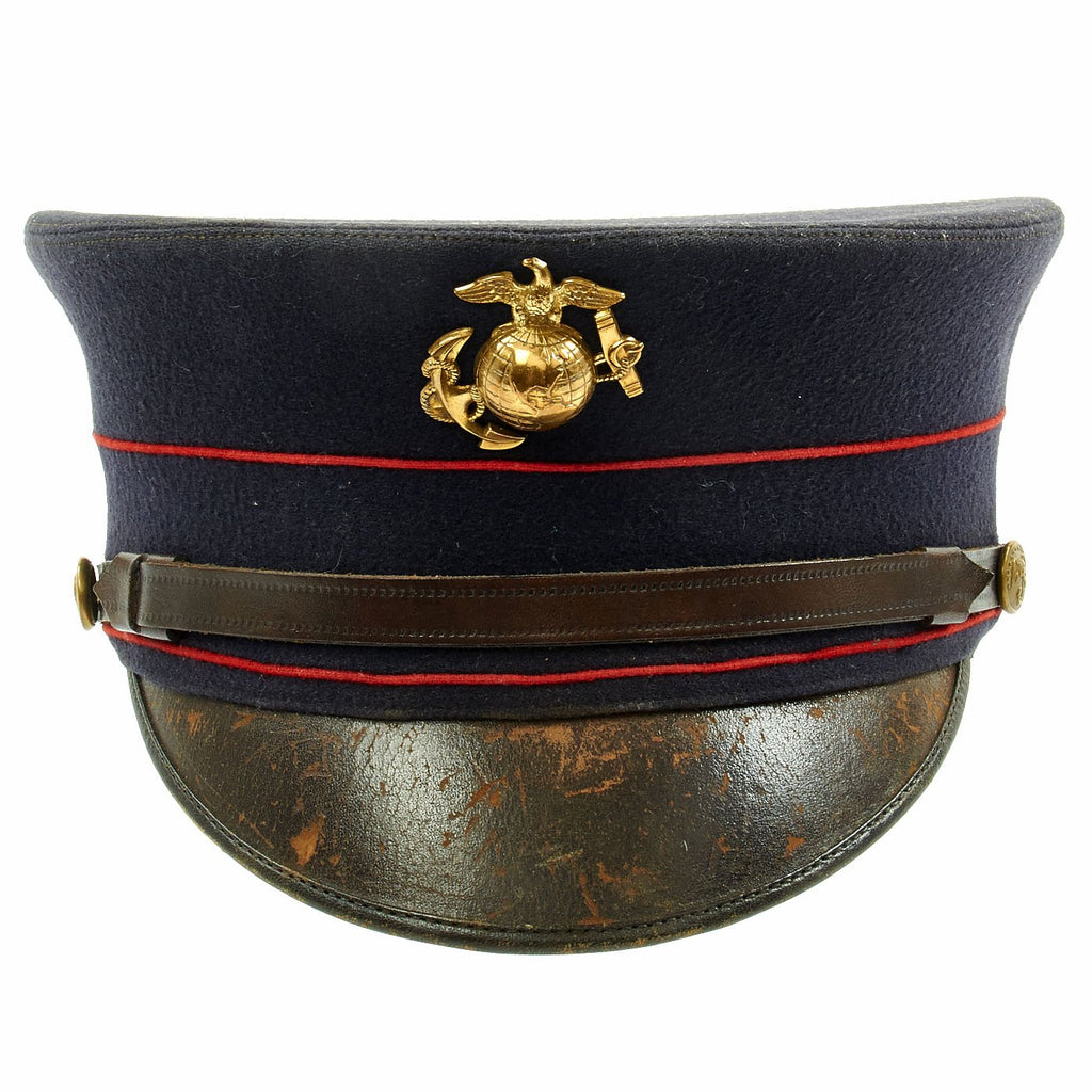 Original WWI Era Marine Corps Dress Blue Enlisted Bell Crown Visor Cap  by Susskind
