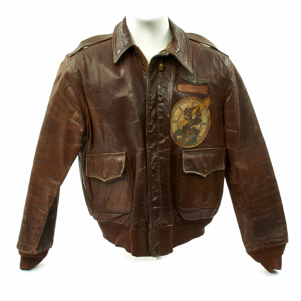 Original U.S. WWII P-47 Thunderbolt Pilot Named A-2 Flight Jacket - 527th Fighter-Bomber Squadron Original Items