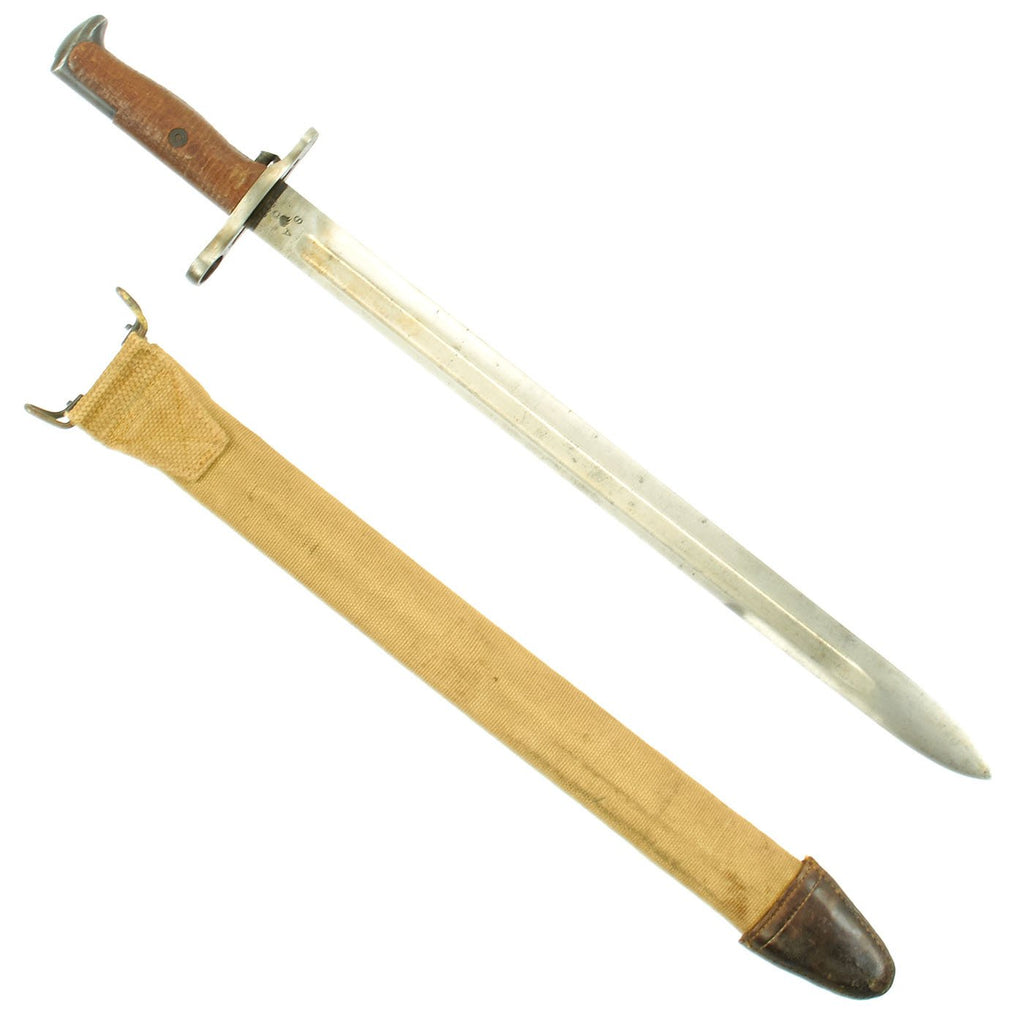 Original U.S. WWI M1905 Springfield 16 inch Rifle Bayonet with M1910 Scabbard - dated 1908 Original Items