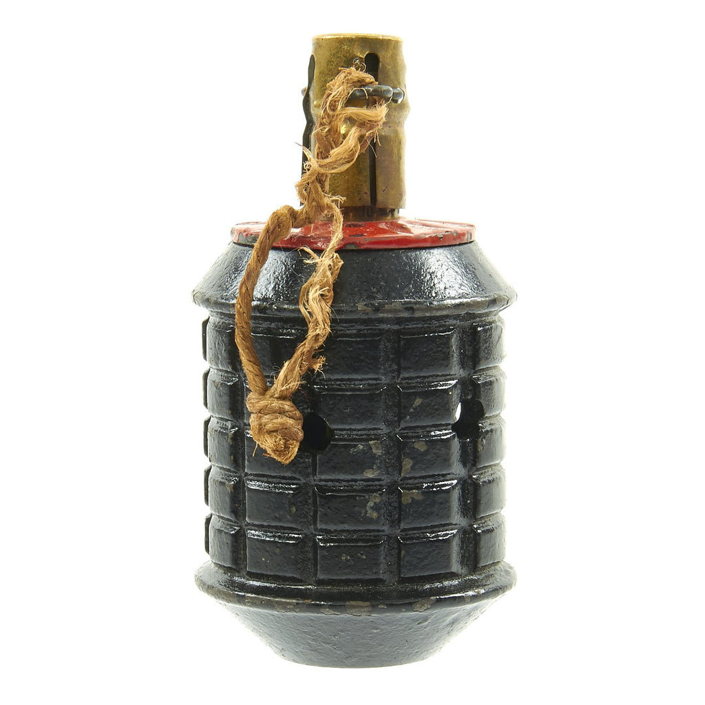 Original Japanese WWII Type 97 Inert Fragmentation Hand Grenade with Fuse dated 1938 and Detonator Original Items