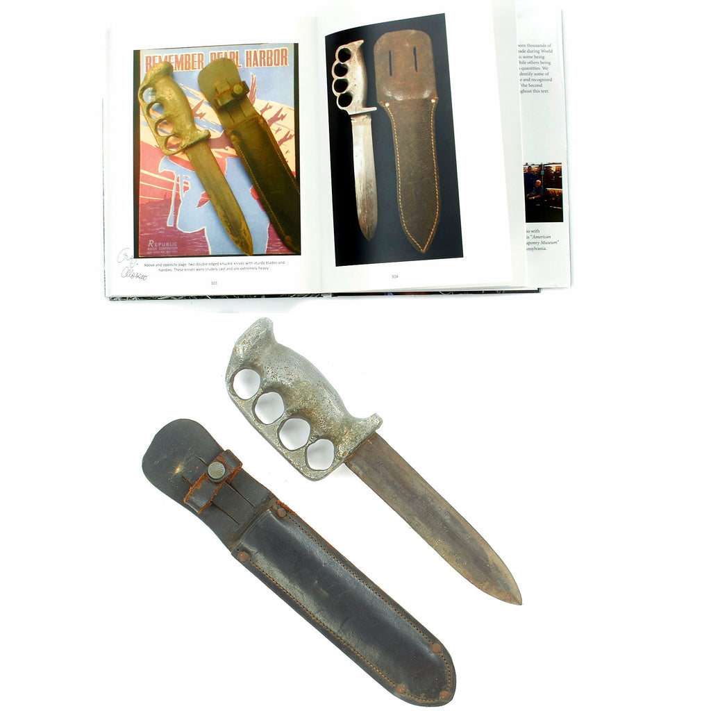 Original U.S. WWII Custom Knuckle Duster Fighting Knife As Seen in Book Signed By Author - Page 303 Original Items