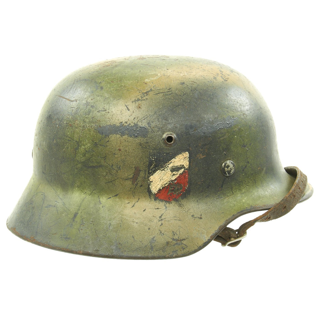 Original German WWII Named Luftwaffe Normandy Camouflage M35 Helmet - EF64 Original Items