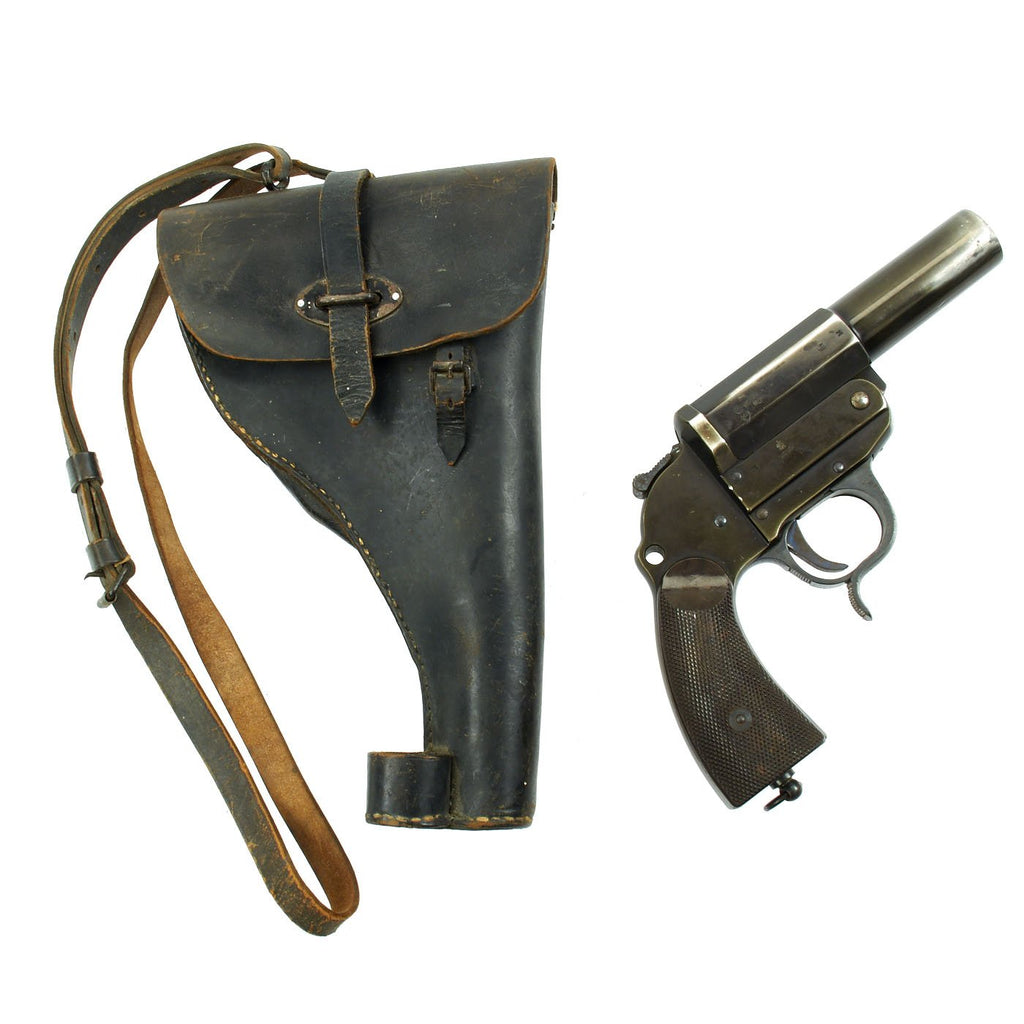 Original German WWII Walther LP 34 Heer Signal Flare Pistol with Holster & Shoulder Strap - Dated 1937 Original Items