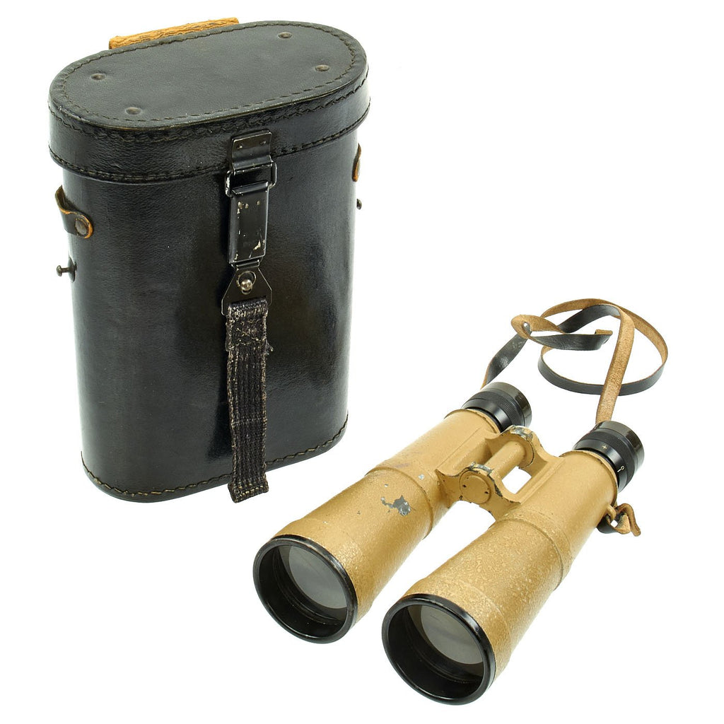 Original German Early WWII Deutsches Afrikakorps Hensoldt-Wetzlar 10x50 Dialyt Binoculars in Leather Case Original Items