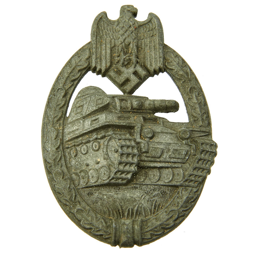 Original German WWII Silver Grade Panzer Assault Tank Badge - Solid Version Original Items