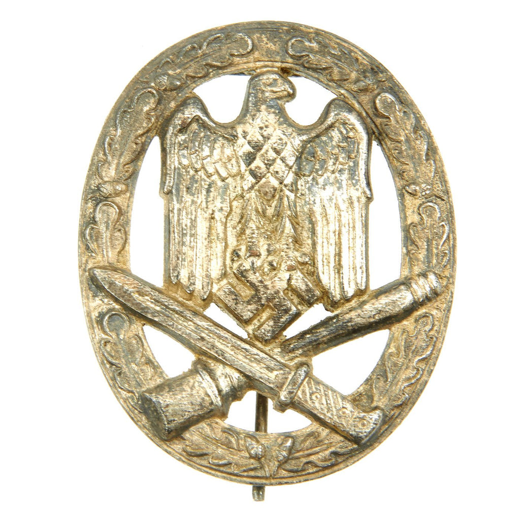 Original German WWII Silver Grade General Assault Badge - Solid Style Original Items