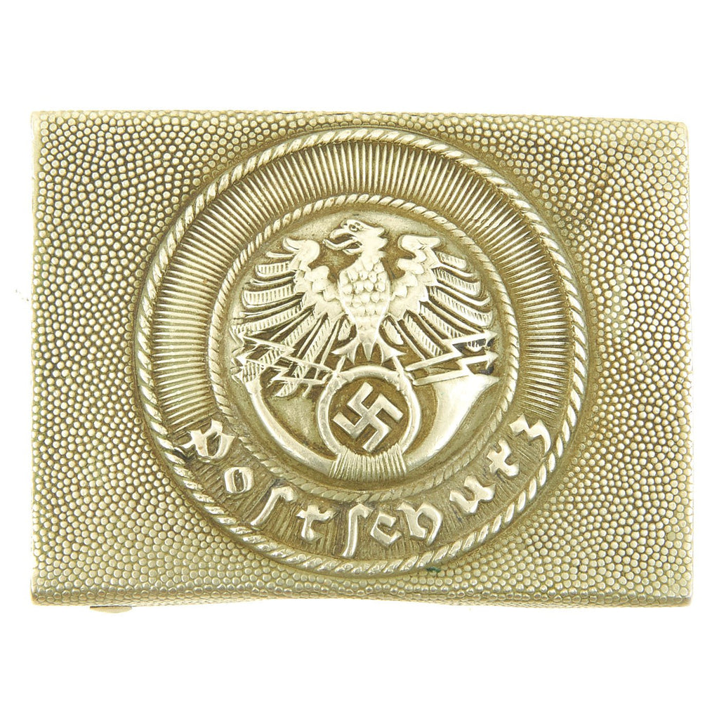 Original German WWII Postschutz Postal Protection EM/NCO Nickel Silver Belt Buckle Original Items