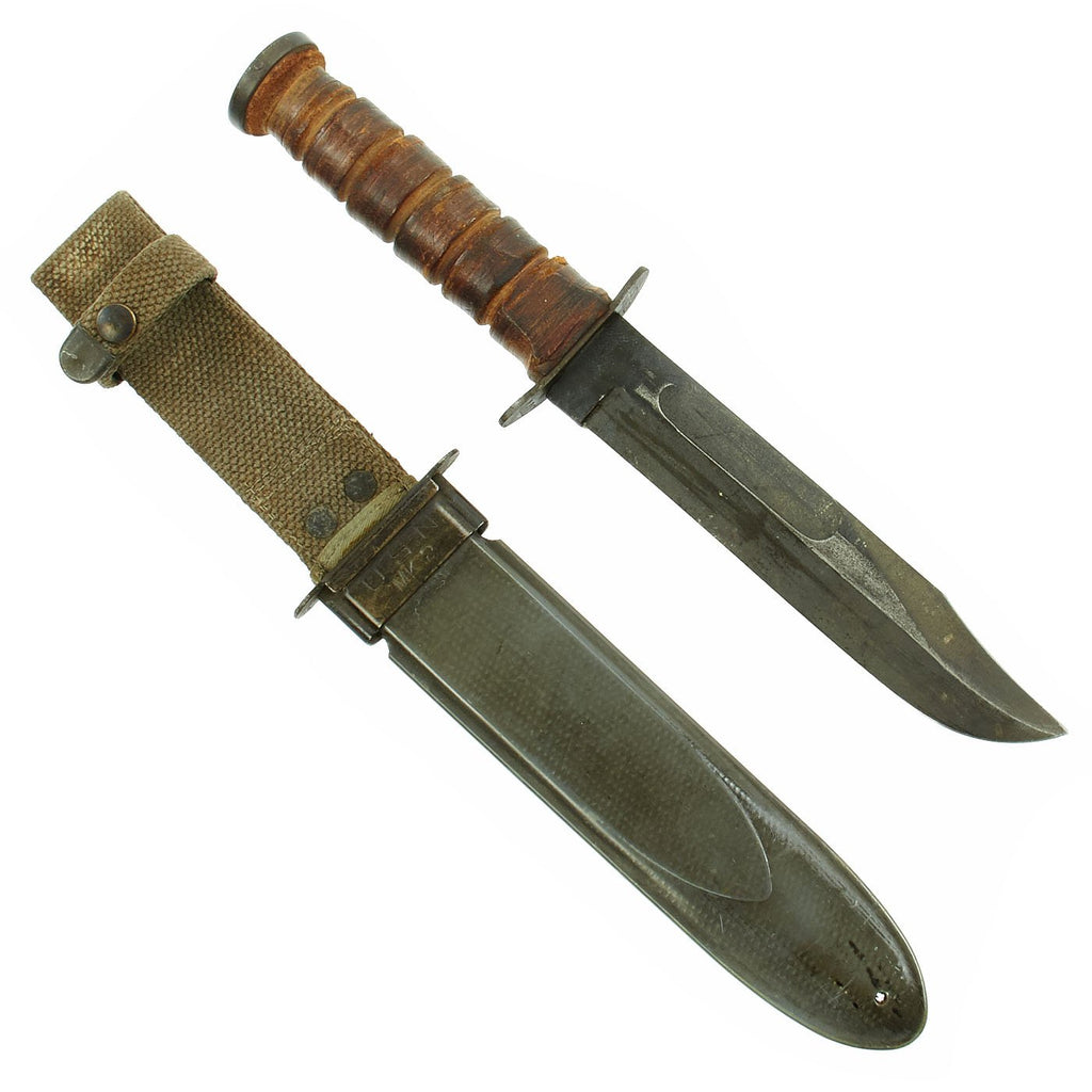Original U.S. WWII USN Mark 2 KA-BAR Fighting Knife by Robeson Cutlery Co. with USN MK2 Scabbard Original Items