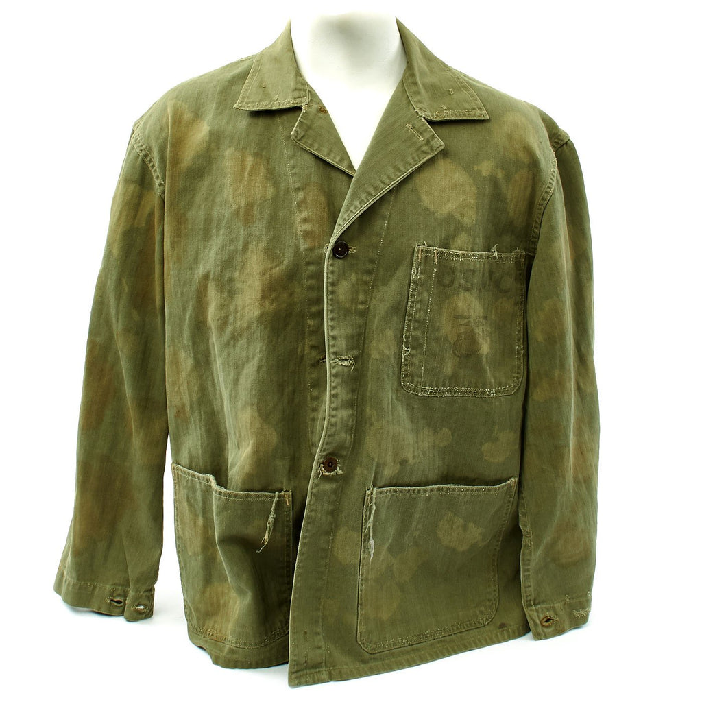 Original U.S. WWII Field Camouflage USMC HBT Herringbone Twill P41 Utility Combat Jacket Original Items