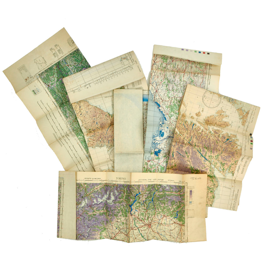 Original British WWII Royal Air Force and Ground Forces Map Lot - 6 Maps Original Items