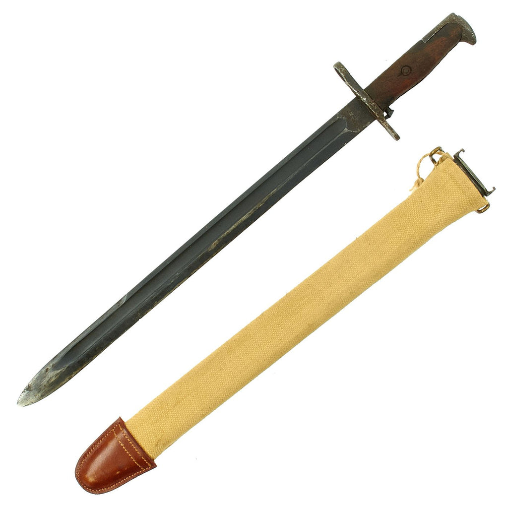Original U.S. WWI M1905 Springfield 16 inch Rifle Bayonet with M1910 Scabbard - dated 1918 Original Items