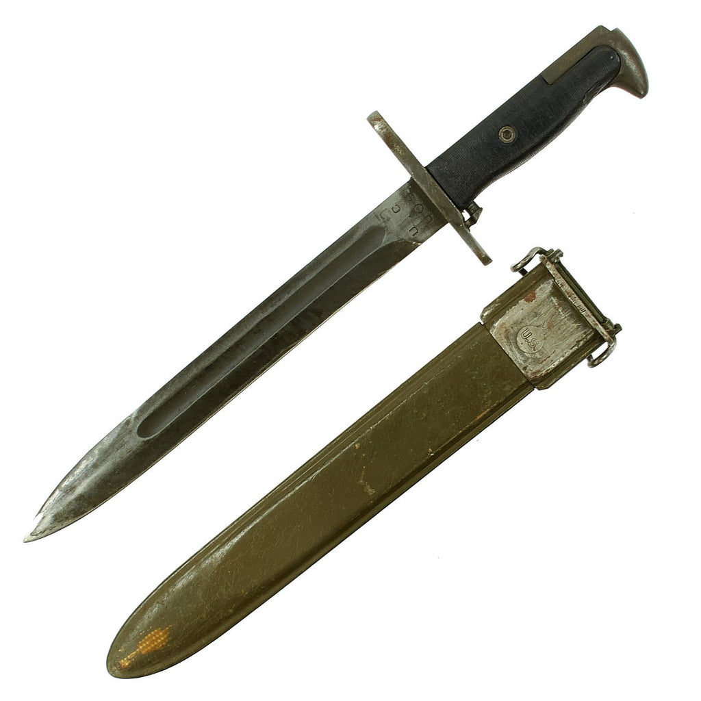 Original U.S. WWII M1 Garand 10 inch Bayonet by Utica Cutlery with M7 Scabbard Original Items