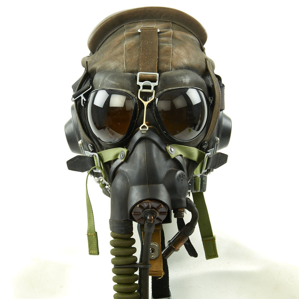 Original Cold War Soviet Air Forces Pilot Set - ShZ-78/82 Flying Helmet - PO-1M Goggles - KM-32 Oxygen Mask Original Items