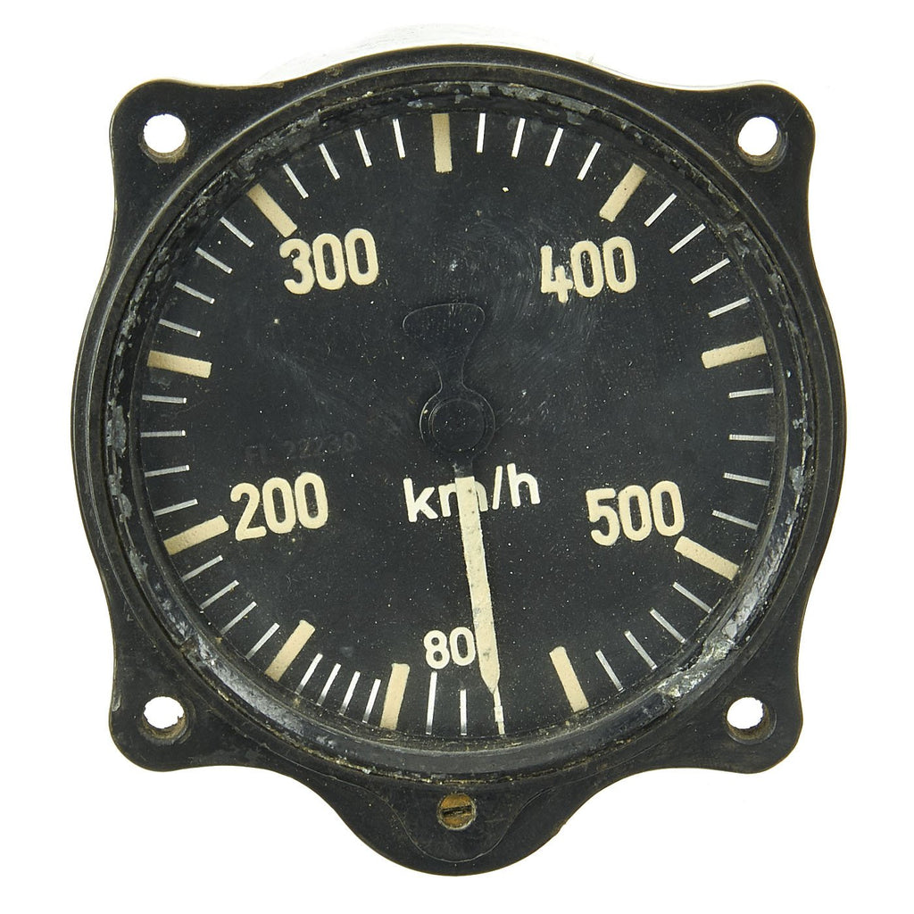 Original German WWII Luftwaffe Heinkel HE 111 Aircraft Speed Indicator by Bruhn - Fl. 22230 Original Items