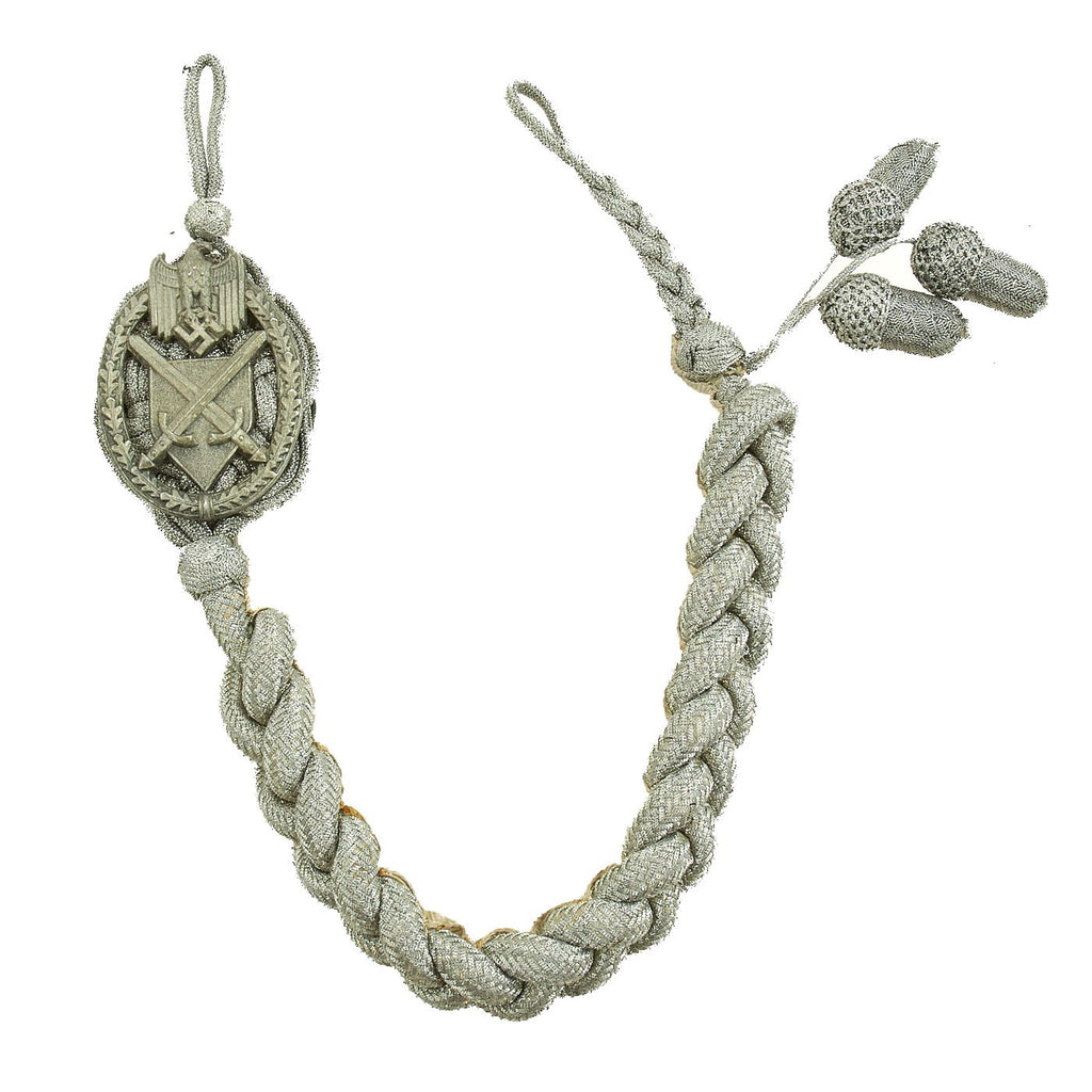 Original German WWII 2nd Pattern Grade IV Heer Army Marksmanship Lanyard with 3 Acorns Original Items