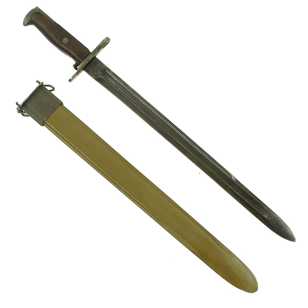Original U.S. WWI & WWII M1905 Springfield 16" Rifle Bayonet marked S.A. with WWII M3 Scabbard - dated 1908 Original Items