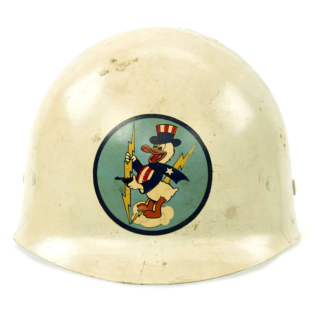 Original U.S. WWII 375th Fighter Squadron M1 Helmet Liner by Westinghouse Original Items