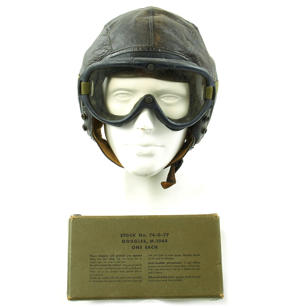 aviator helmet with goggles Original U.S. WWII Army Air Forces Aviator Flight Helmet Set