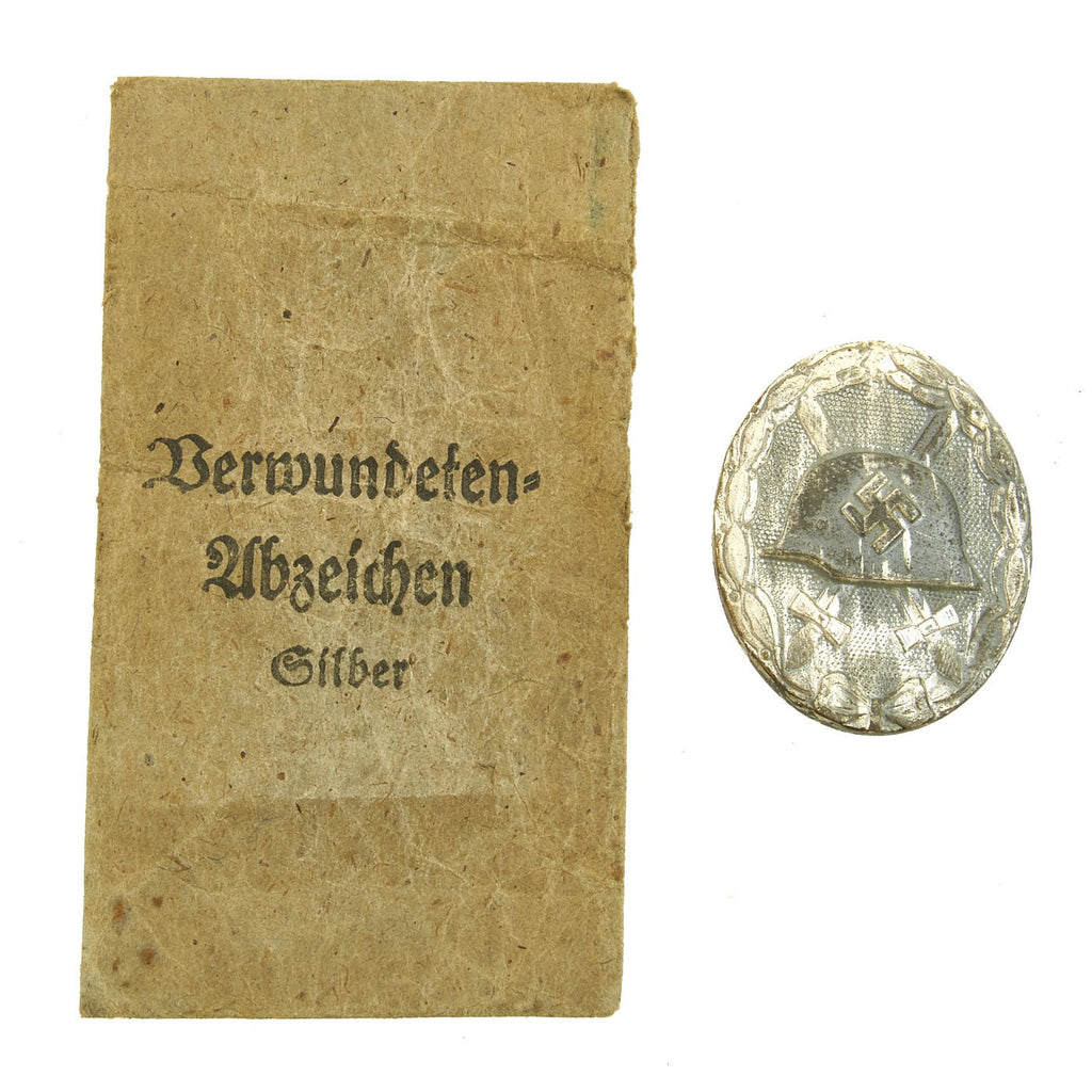 Original German WWII Silver Wound Badge in Packet by Rudolf Wächtler & Lange of Mittweida Original Items