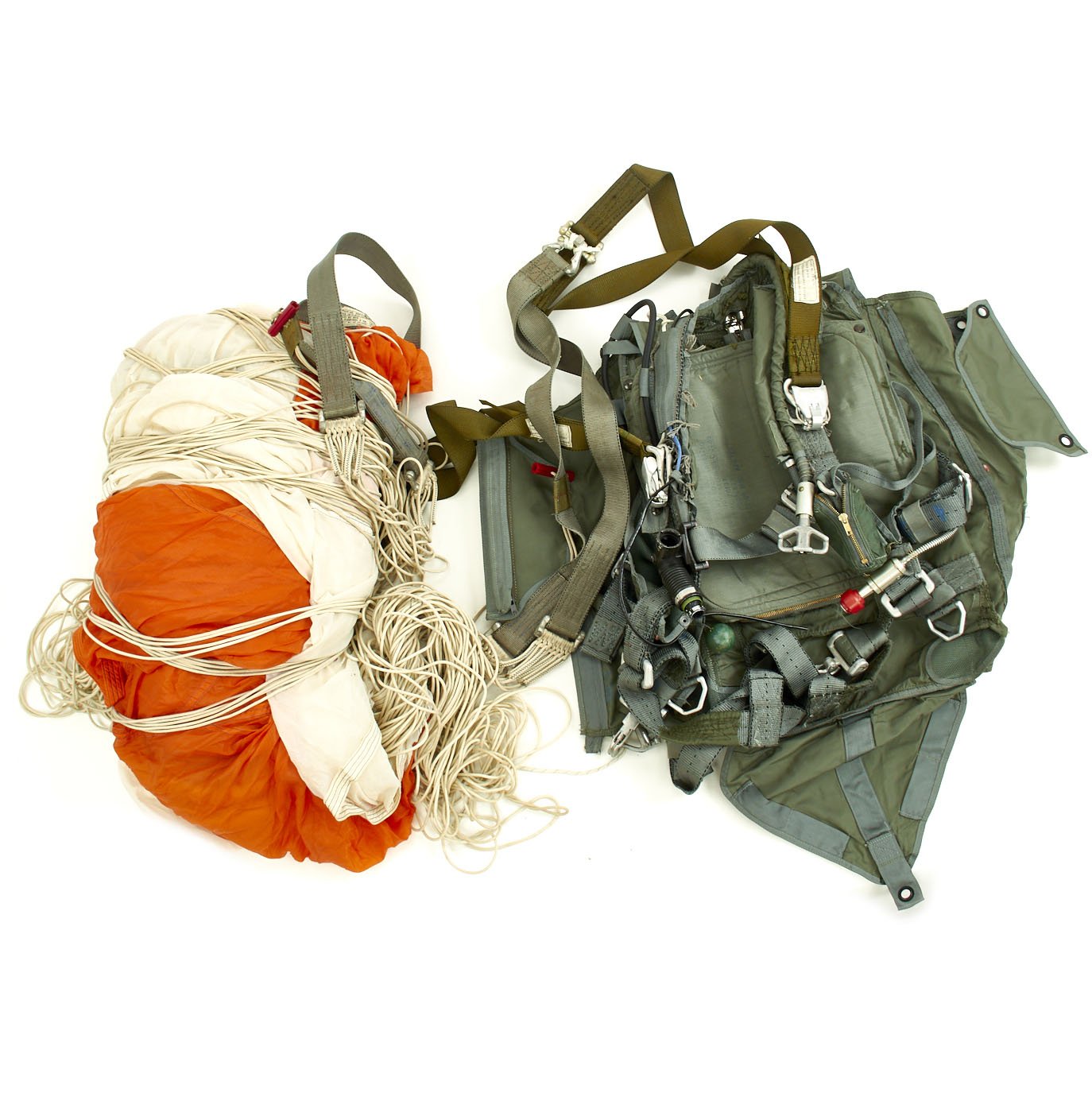 Original U.S. Cold War Parachute Set - Canopy, Harness, Suits