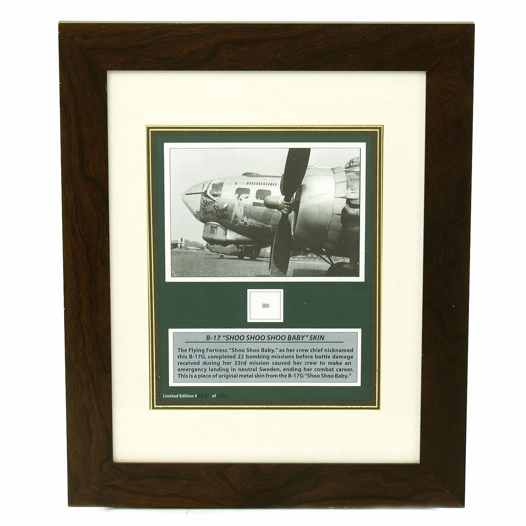 Original U.S. WWII Fuselage Piece from Boeing B-17G "Shoo Shoo Shoo Baby" - Crash Landed at Swedish Airport Original Items
