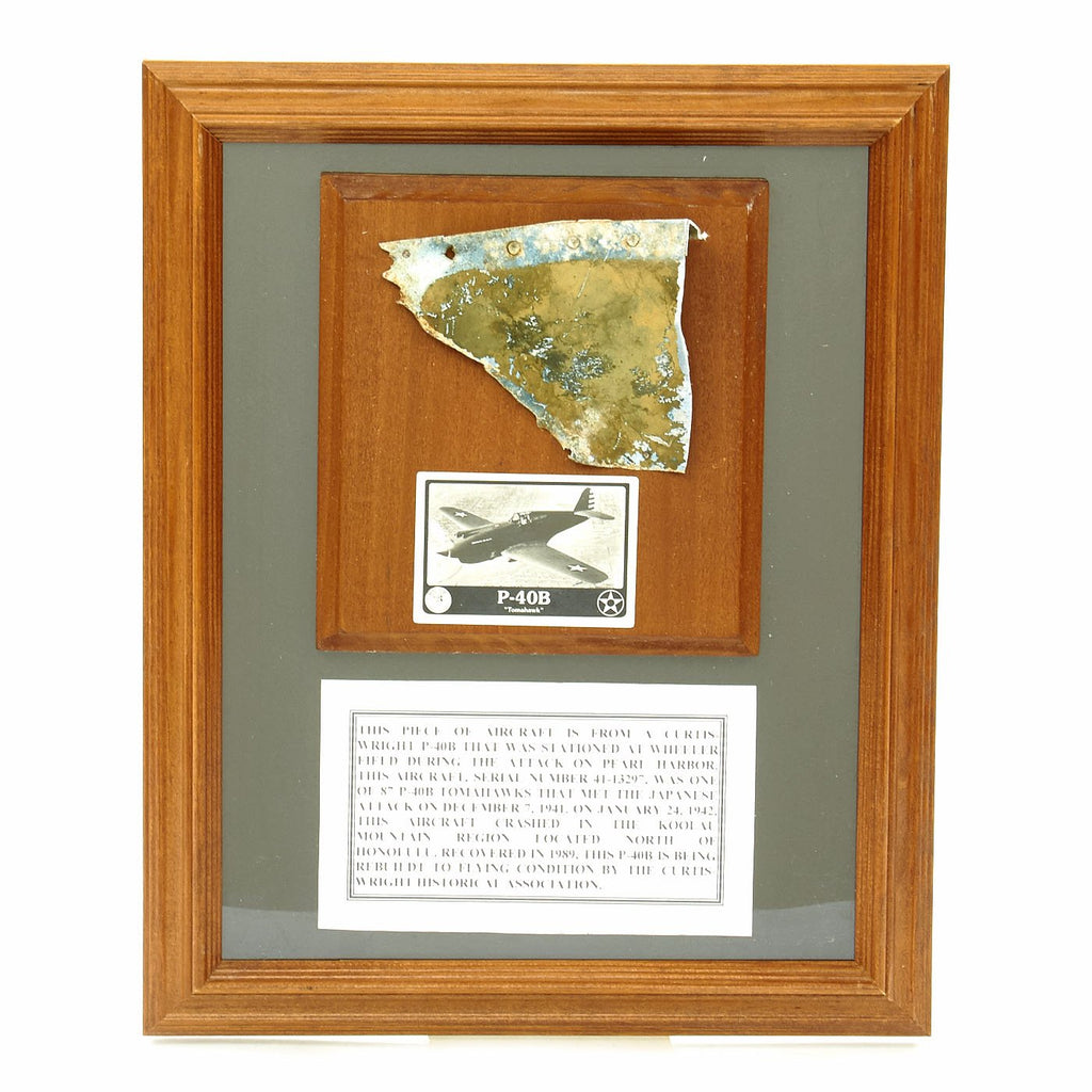Original U.S. WWII Fuselage Piece from Curtiss P-40B Tomahawk IIA Aircraft which Fought at Pearl Harbor Original Items