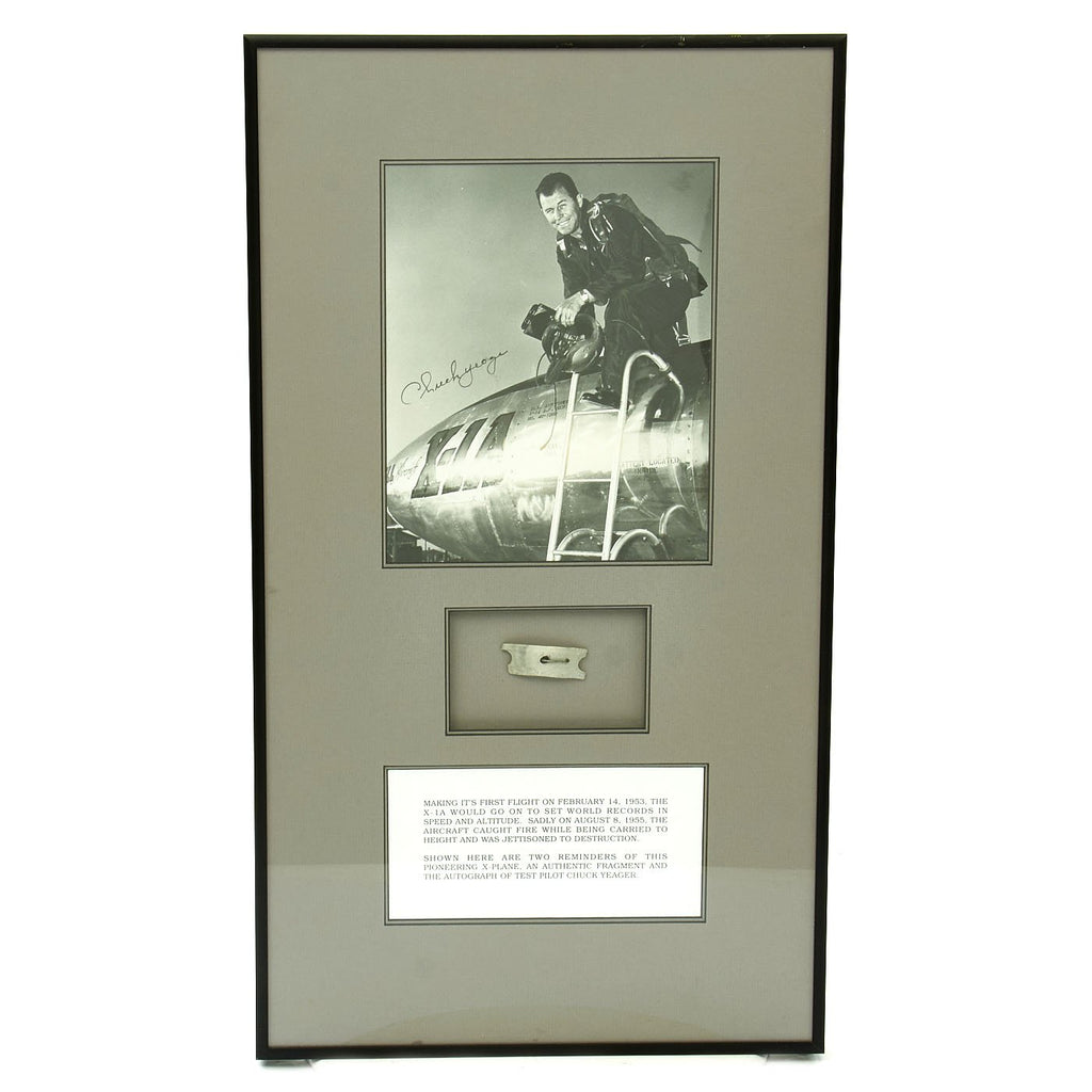 Original U.S. Crash Artifact from Bell X-1A Aircraft with Signed Photo of Chuck Yeager Exiting Cockpit Original Items