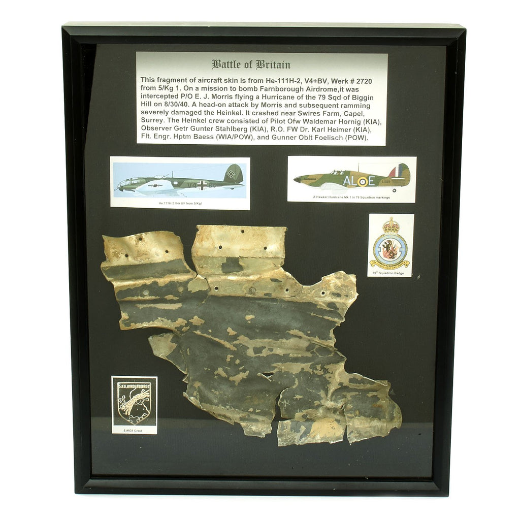 Original German WWII Luftwaffe Fuselage Piece from R.A.F. Downed He 111 - Battle of Britain Original Items