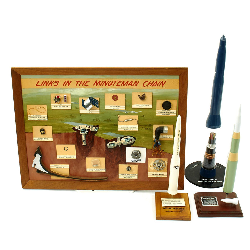 Original U.S. Cold War LGM-30 Minuteman Missile ICBM Display Board and Models Original Items