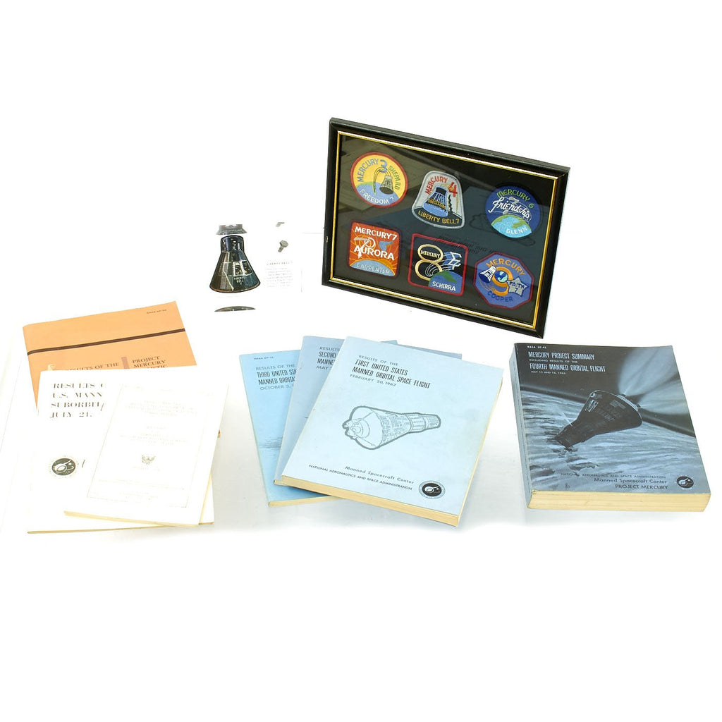 Original U.S. Cold War NASA Mercury-Redstone 4 Liberty Bell 7 Space Mission Recovered Artifact with Patches and Research Books Original Items
