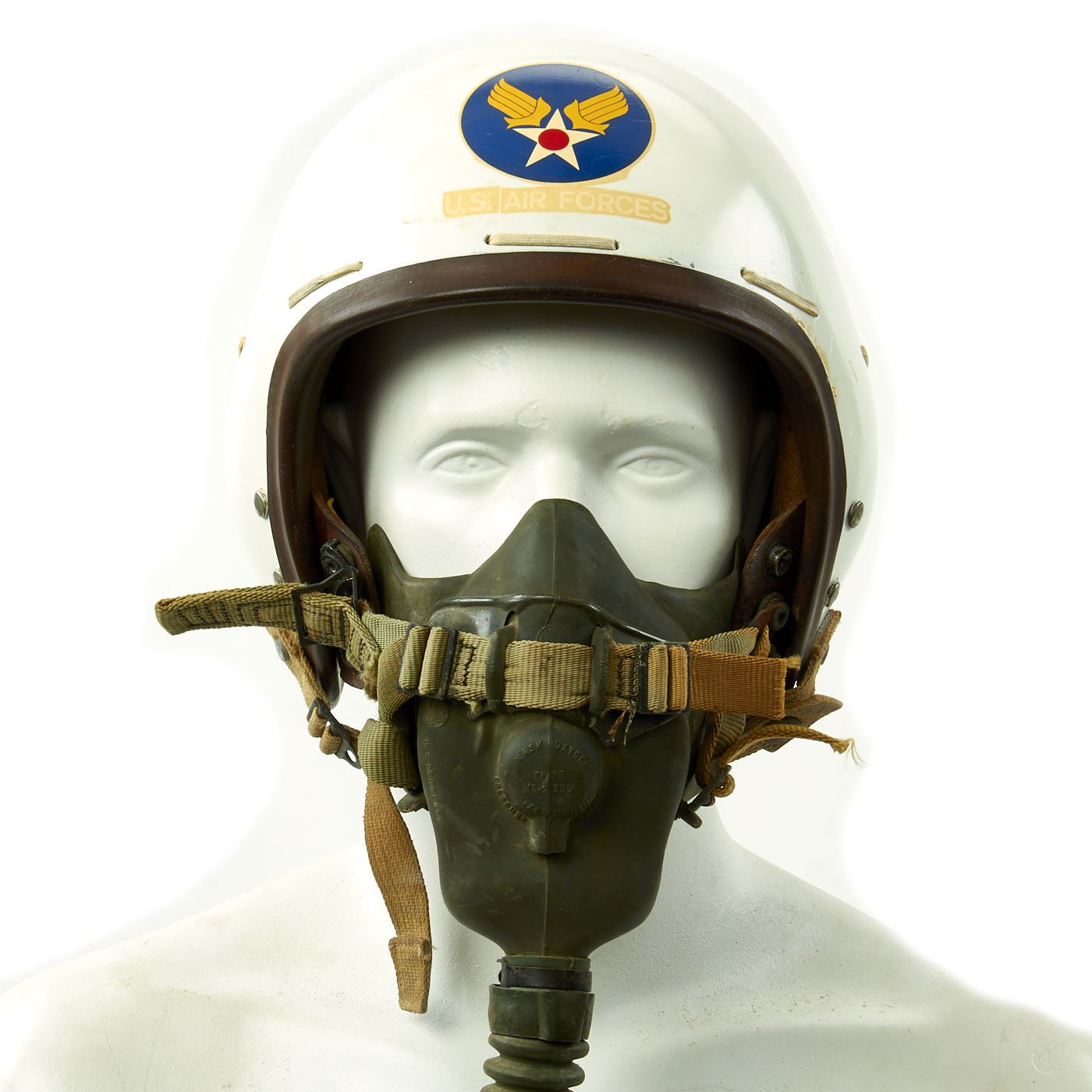 Original Korean War Air Force Type P1A Flying Helmet with MS-22001 Oxygen Mask