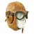 Original Japanese WWII Tan Leather Winter Flying Helmet with Pilot Goggles Original Items