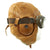 Original Japanese WWII Tan Leather Winter Flying Helmet with Pilot Goggles Original Items