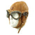 Original Japanese WWII Tan Leather Winter Flying Helmet with Pilot Goggles Original Items