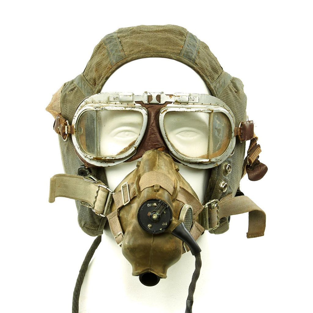 Original British Royal Air Force 22C Flying Helmet with Mk VIII Goggles and Oxygen Mask Original Items