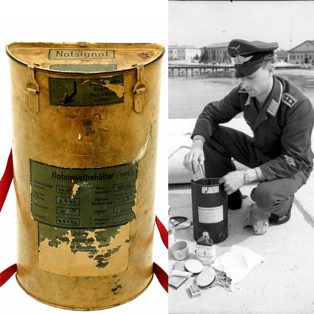 Original German WWII Luftwaffe Flare Gun Survival Container Box - Notsignalbehälter Original Items