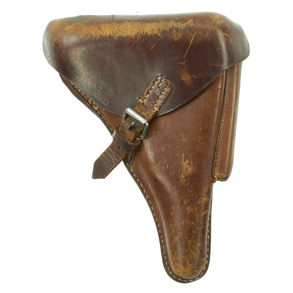 Original German WWI P08 Luger Brown Leather Holster by Schulz & Co. with Bavarian Marking - dated 1918 Original Items