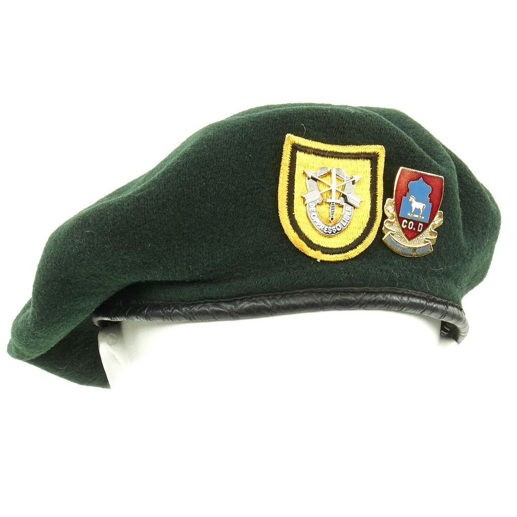 Original U.S. Cold War Era 1st Special Forces Group Green Beret with Unit Badges - dated 1952 Original Items