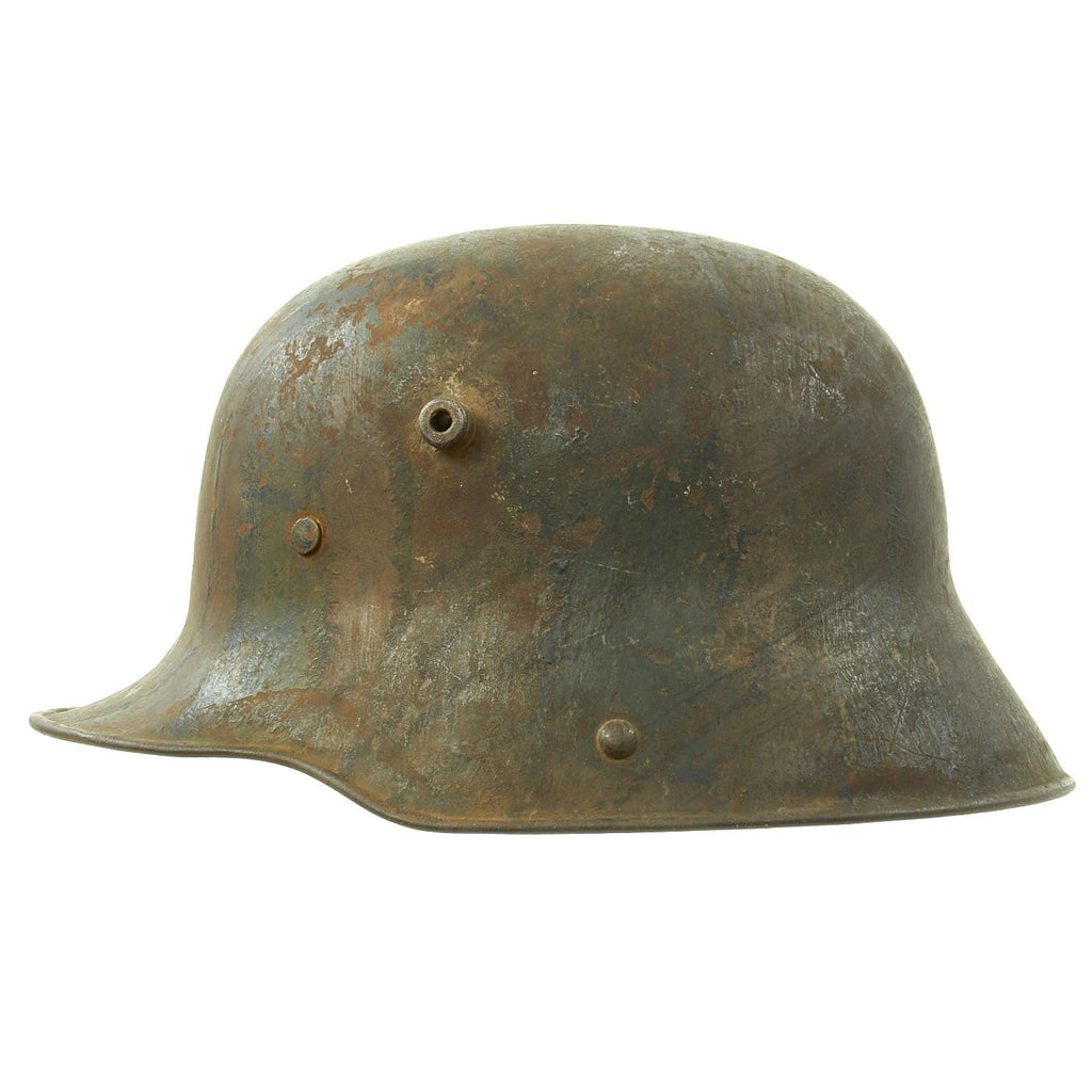 Original Imperial German WWI M16 Stahlhelm Helmet Shell with Panel Camouflage Paint - marked Q.66 Original Items