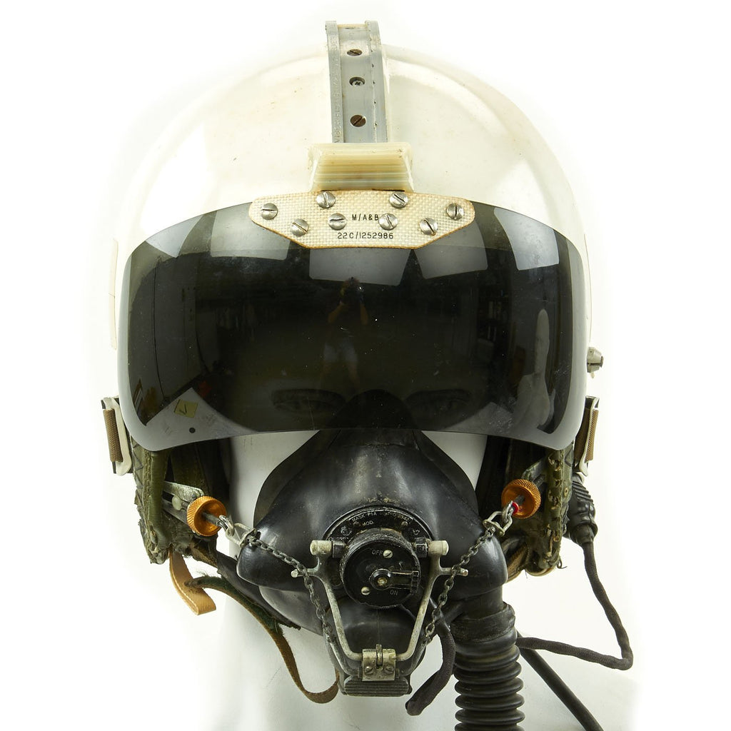 Original British Royal Navy MK 2 Flying Helmet with Visor, Headset, Mic, and Oxygen Mask Original Items